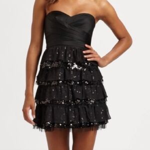 🪭👗👛 Bcbg beautiful sequins black dress With Removable Strips